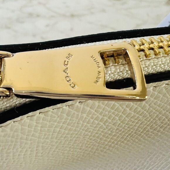 COACH Ava Black White Exotic Trim Leather Colorblock Tote Bag - Picture 4 of 12